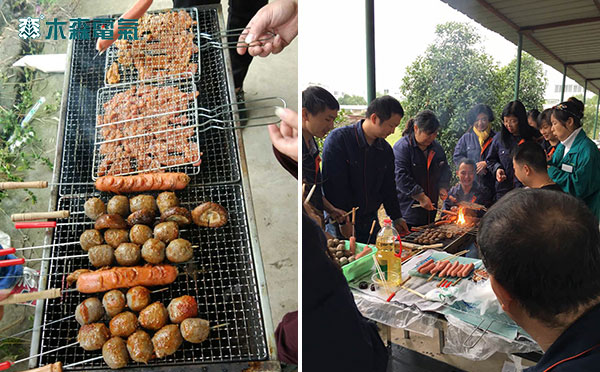 木森電氣Hi翻天，員工正在燒烤享受美食