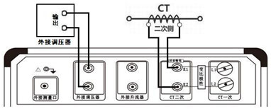 云南CT互感器測試儀CT伏安特性外接調(diào)壓器試驗接線圖